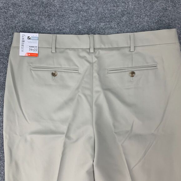 Van Heusen Traveler Pants Mens 36 Artichoke Pleated Front Classic Fit Non Iron - Picture 10 of 16